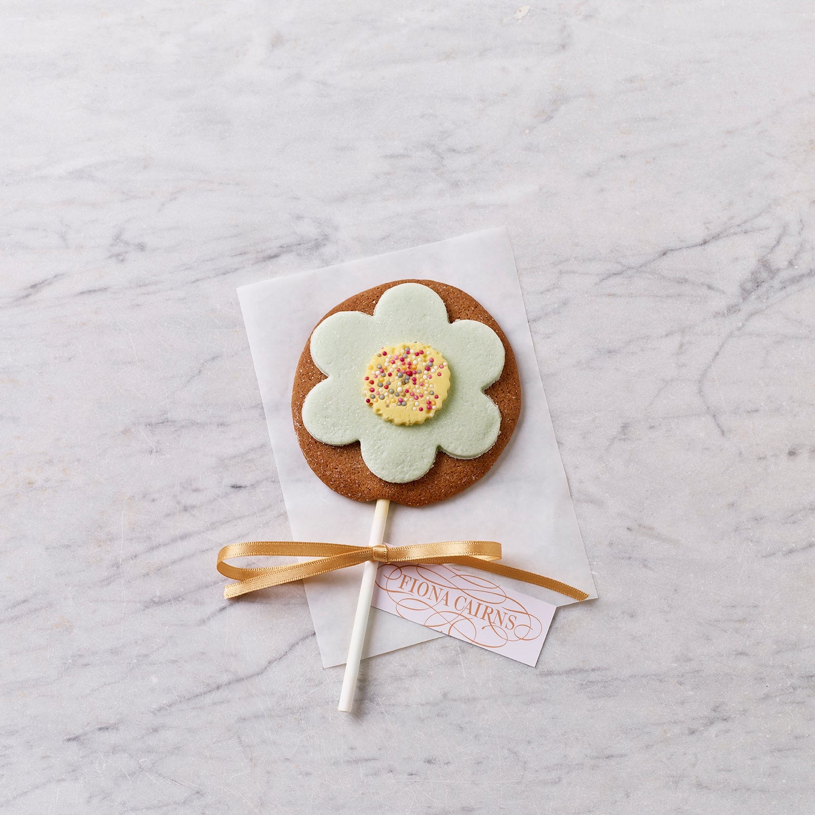Mother's Day Green Flower Gingerbread Lollipop