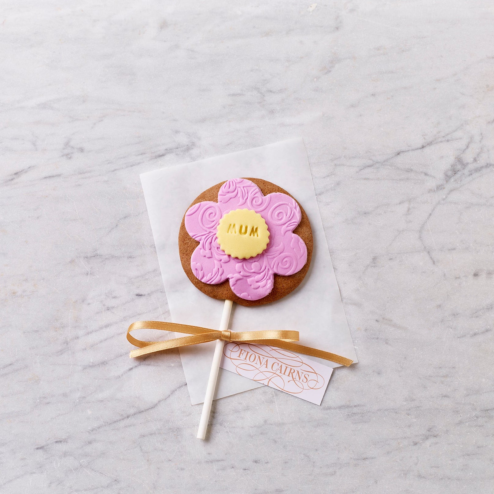 Mother's Day Pink Flower Gingerbread Lollipop