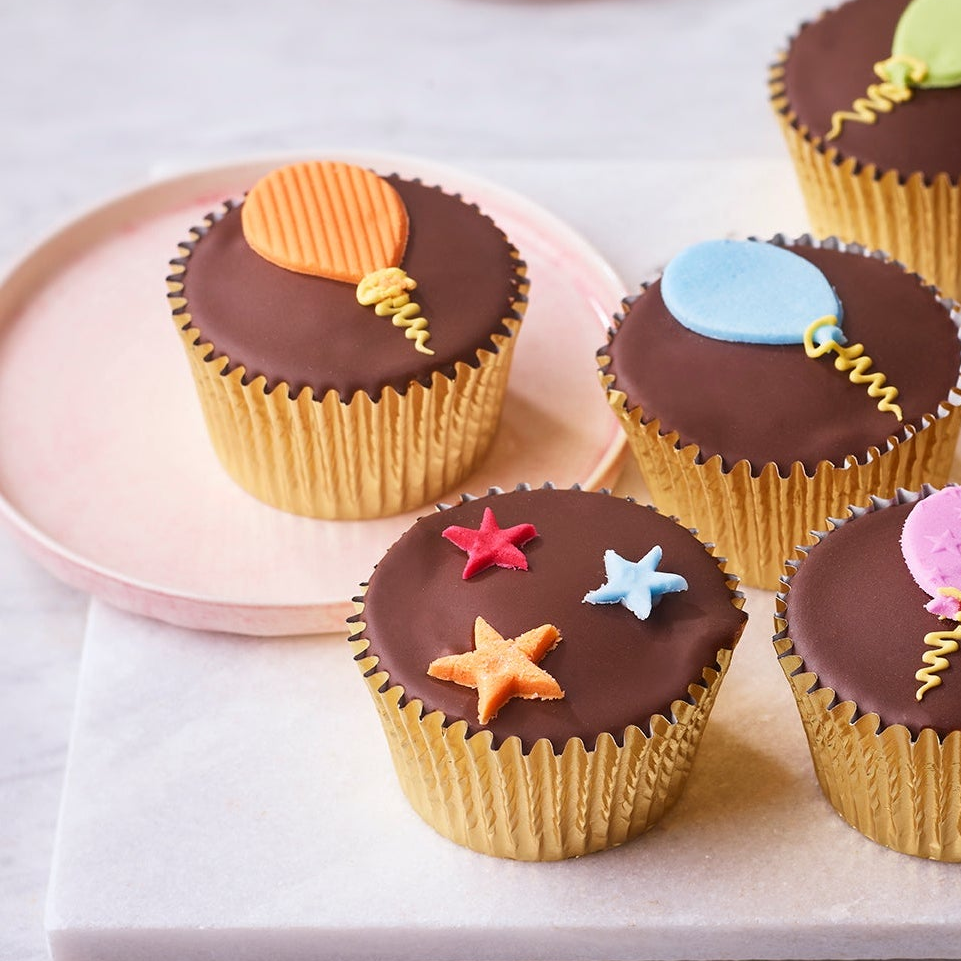 Chocolate Stars & Balloons Fairy cakes