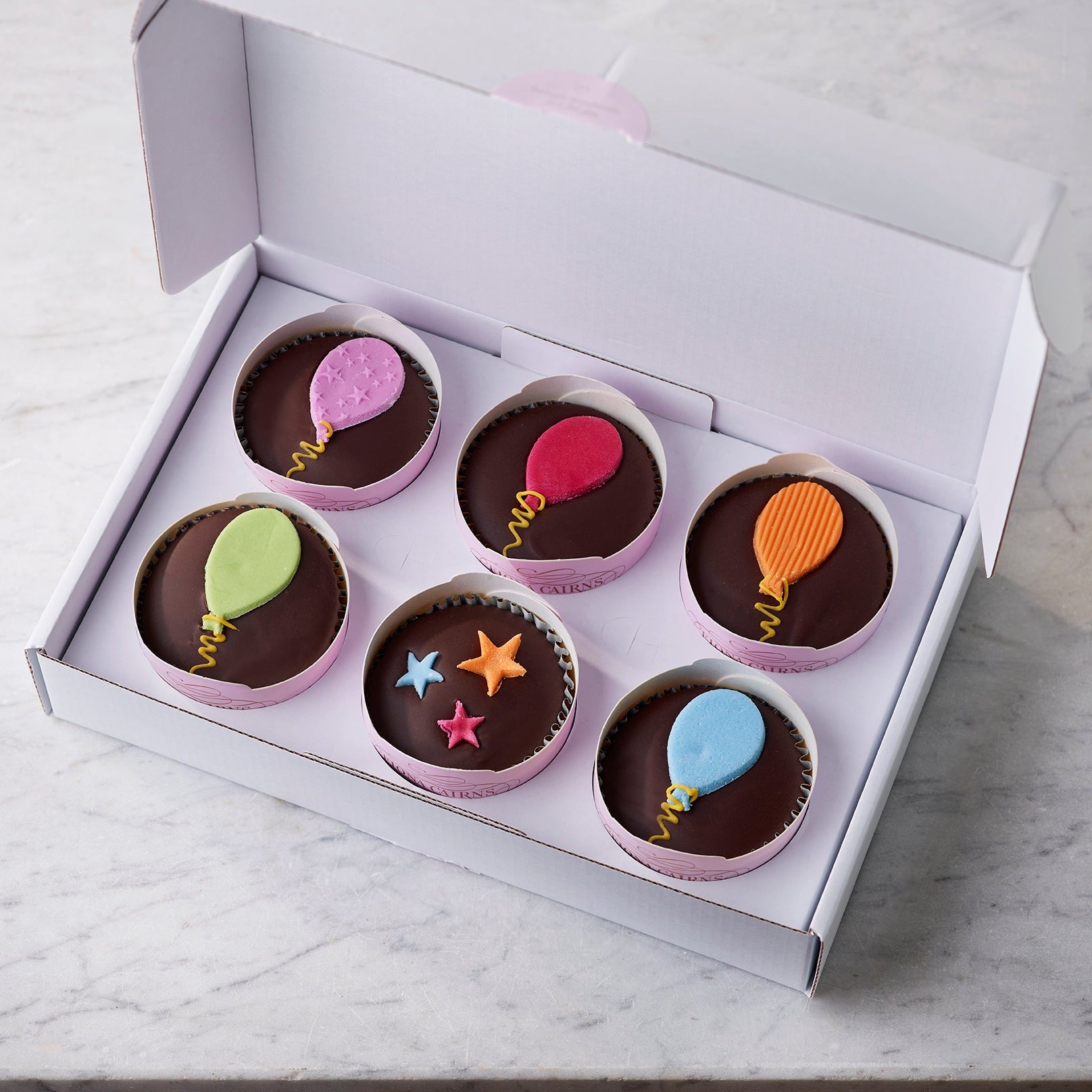 Chocolate Stars & Balloons Fairy cakes