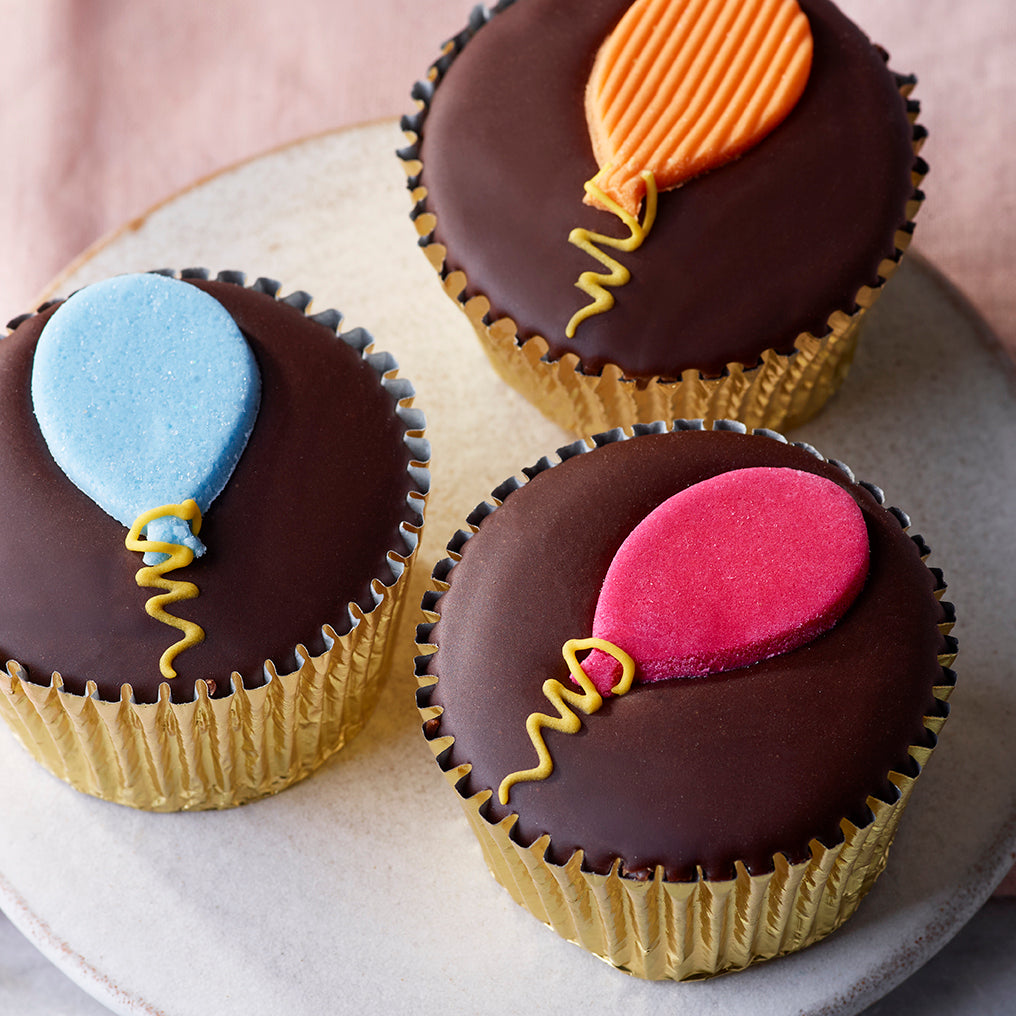 Chocolate Stars & Balloons Fairy cakes