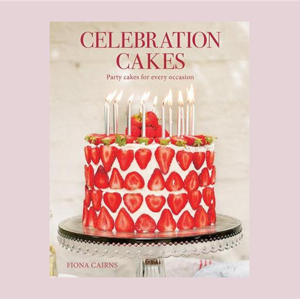 Book cover of 'Celebration Cakes' with a cake design on a light pink background